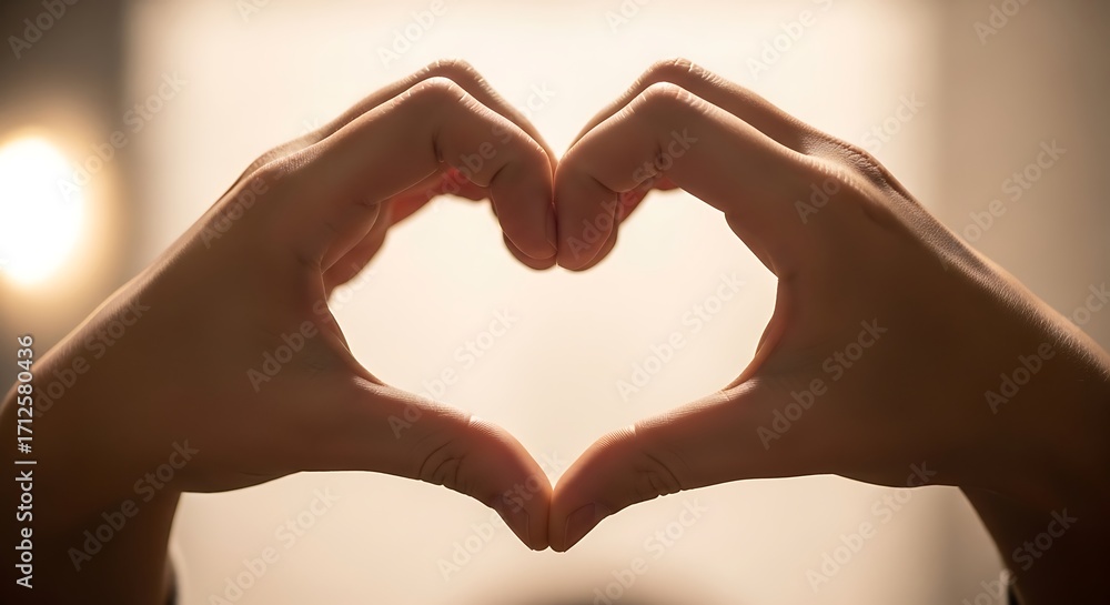 Fototapeta premium Human Hands Forming Heart Shape Gesture.