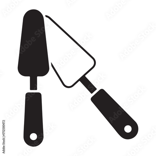 Cake Spatulas in Black and White Minimalist Illustration for Baking and Kitchenware Products