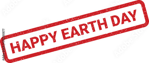 Grunge Happy Earth Day Rubber Stamp Illustration for EcoFriendly Events