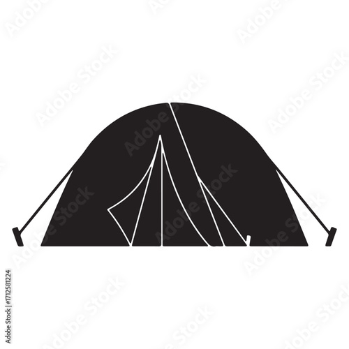 Camping Tent Silhouette for Outdoor Adventures and Wilderness Exploration a Versatile Icon for Travel and Nature Enthusiasts