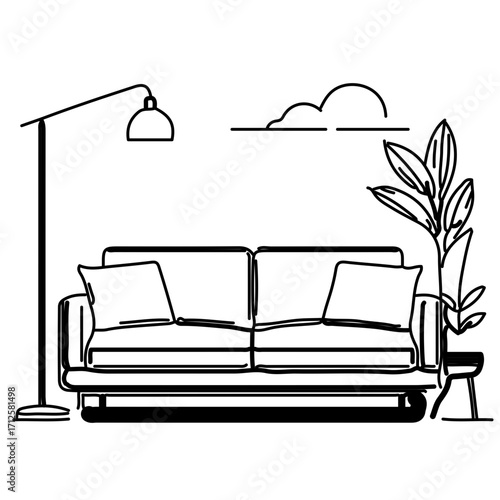Modern Sofa Vector Illustration