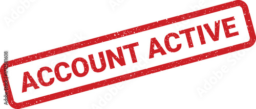 Grunge red account active rubber stamp vector, diagonal message for confirmation