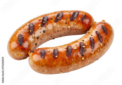 Tableau sur toile Isolated grilled sausage links, perfect for a summer barbecue meal or a deliciou
