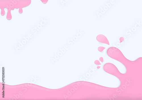 Pink cream splashing on white background