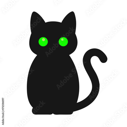 Black Cat with Glowing Eyes: A simple yet striking image of a black cat with bright green eyes, set against a clean, uncluttered background, capturing the cat's mysterious charm.