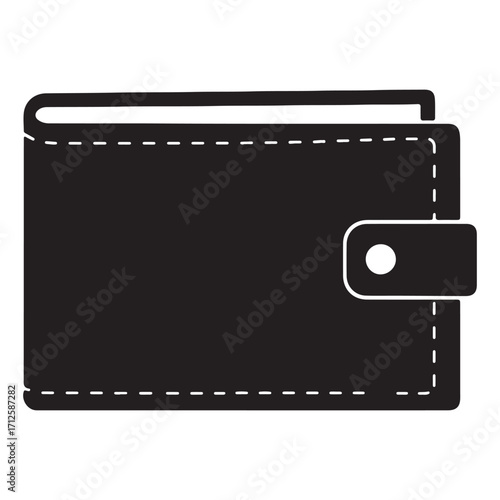 Elegant Black Wallet Icon Representing Financial Security and Transactional Convenience a Symbol of Wealth Management