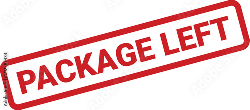 Package Left Rectangle Rubber Stamp Impression, Angled Perspective for Shipping Notification