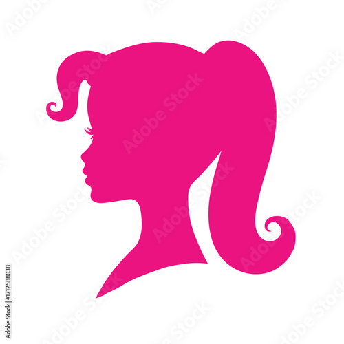 silhouette of a girl with pink hair