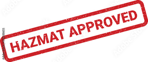 Rectangular hazmat approved stamp with red grunge texture, great for overlays and branding projects