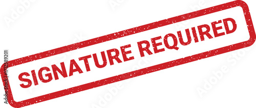 Rectangular Signature Required grunge stamp illustration for forms and documents