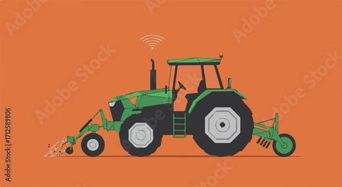 Farm landscape with red barn and country house in rural scene. Farm landscape featuring a silo on a working farm nestled between fields.