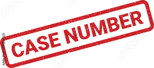 Red case number stamp illustration with grunge texture, for legal documents, isolated vector