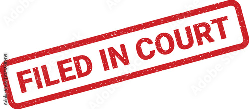 Red Filed in Court Rubber Stamp with Distressed Texture, Legal Compliance
