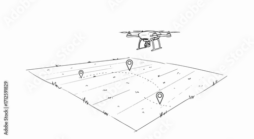 Drone mapping captures aerial data using unmanned aircraft to survey field. Drone mapping provides precise geographical data for agriculture, showing locations and points of interest,