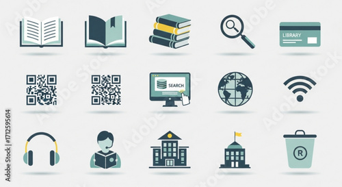 Collection of educational icons, representing learning, knowledge, and academic resources for students and educators alike