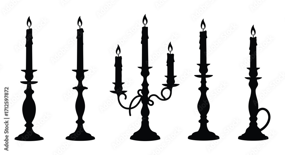 Obraz premium Elegant black candlestick arrangement displaying a striking dark silhouette