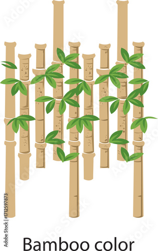 Artistic bamboo stalk design with vibrant color accents isolated on white background