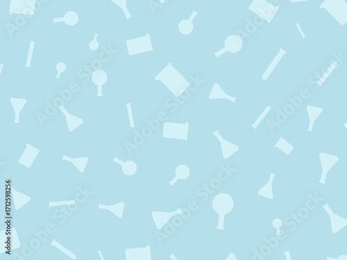ビーカー　フラスコ　実験器具　青　ランダム　パターン　背景　experiment　science　blue　background