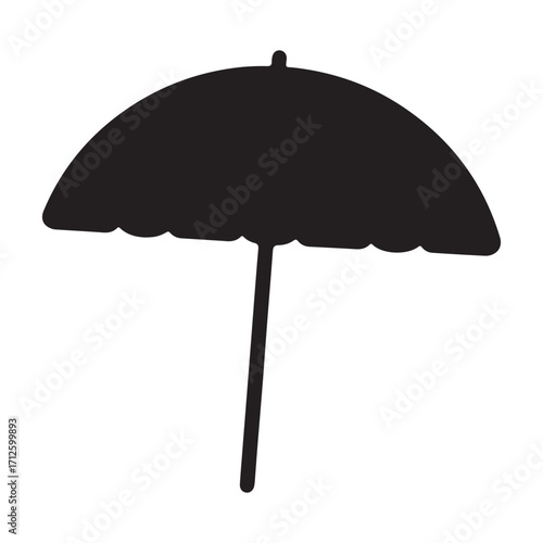 Silhouette of a beach umbrella summer vacation icon parasol resort holiday symbol sun protection and recreation for travel and tourism