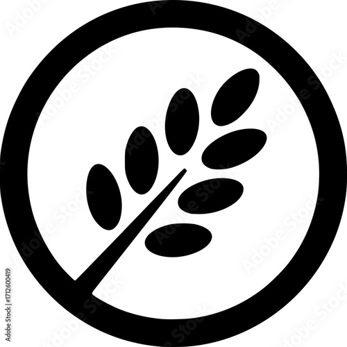 Gluten-Free Symbol: A clear, crisp graphic representation of the Gluten-Free symbol, featuring a stalk of grain within a circle with a strike through it.