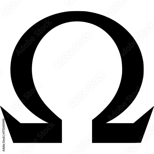 Omega Symbol: A clean and minimalist black omega symbol, offering a timeless graphic for diverse applications.