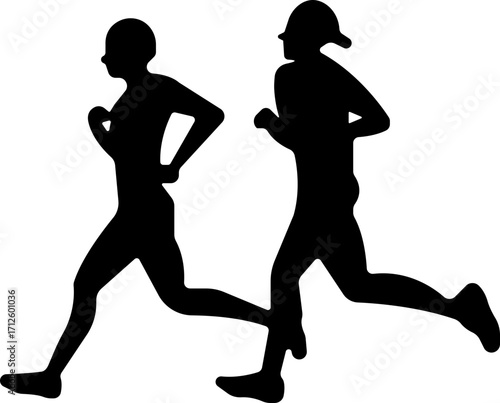 Running people of all ages are jogging icon.Editable Stroke. Pixel Perfect. For Mobile and Web.Run, Senior, kids running.