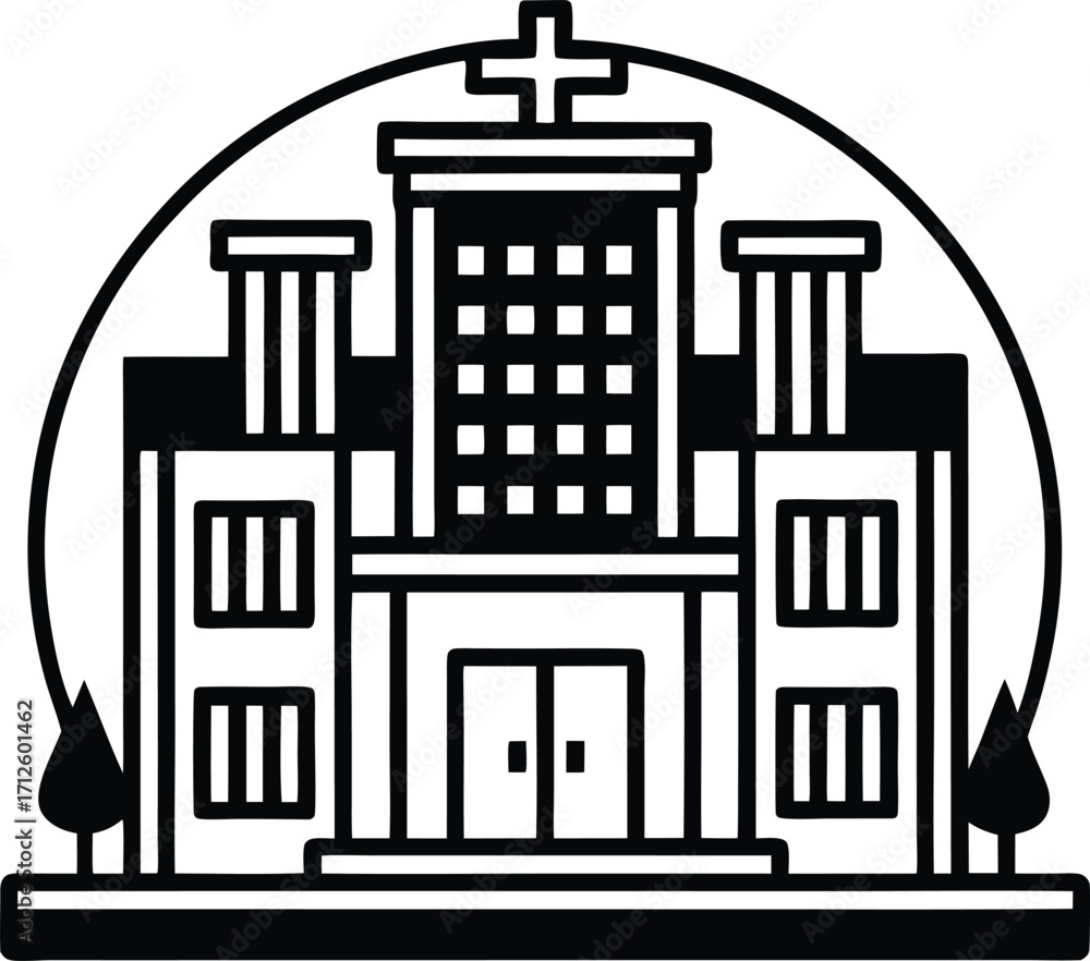 Fototapeta premium Urban cityscape silhouette with buildings, factories, and skyscrapers is a vector illustration