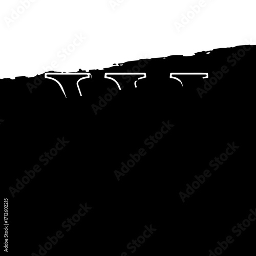 Abstract Black and White Graphic of Four Simple Archways