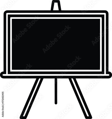 An empty wooden chalkboard with a black frame stands on an easel, isolated on a white background, perfect for a classroom message or sign