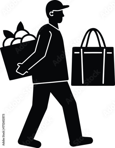 A stylish cartoon illustration of a woman carrying shopping bags, highlighting fashion and beauty trends during a sale