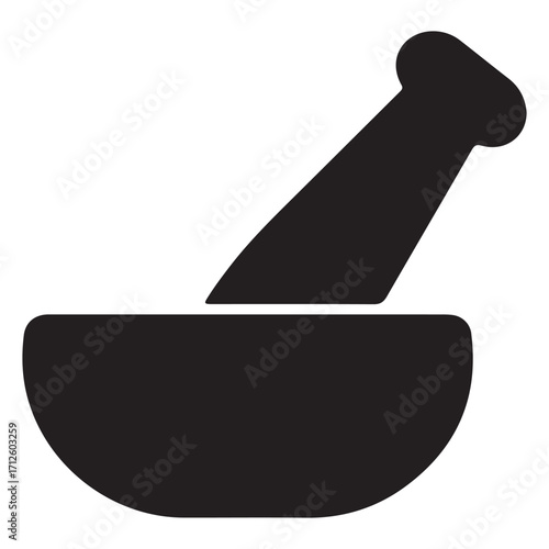 Simple Black Mortar and Pestle Silhouette Design for Culinary and Medicinal Themes with Apothecary Concept