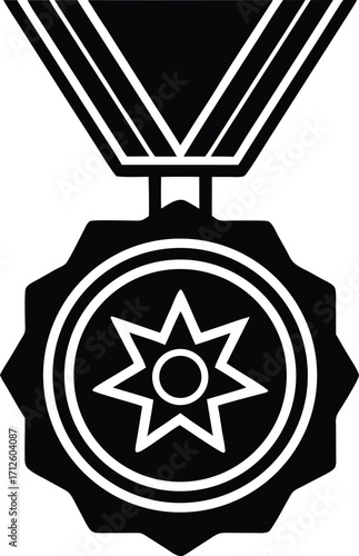 Vector military sign with a silver star and cross decoration on a gold medal