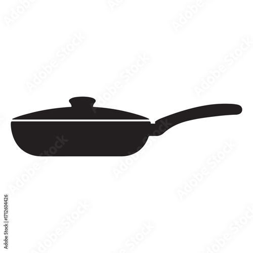 Sleek black frying pan with lid isolated on white background an essential cooking tool for every kitchen cooking convenience