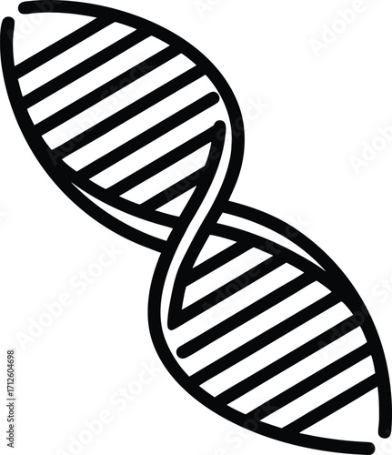 A single DNA strand on a white background like a badminton racket with a red ball ready for a competition