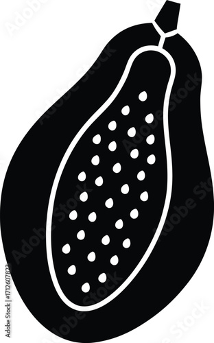 Green ripe pear on black background fresh healthy fruit vector illustration