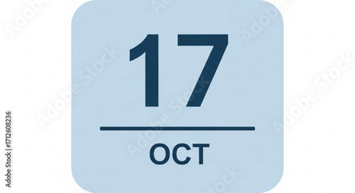 Calendar icon showing october 17, representing a specific date for events, reminders, or scheduling purposes