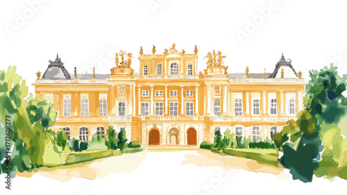 Schonbrunn Palace. Schonbrunn Palace watercolor vector illustration