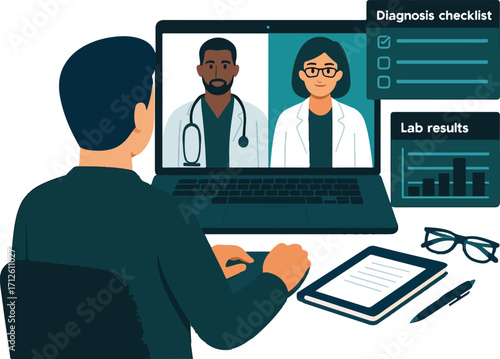 Online Second Opinion Consultation Vector
