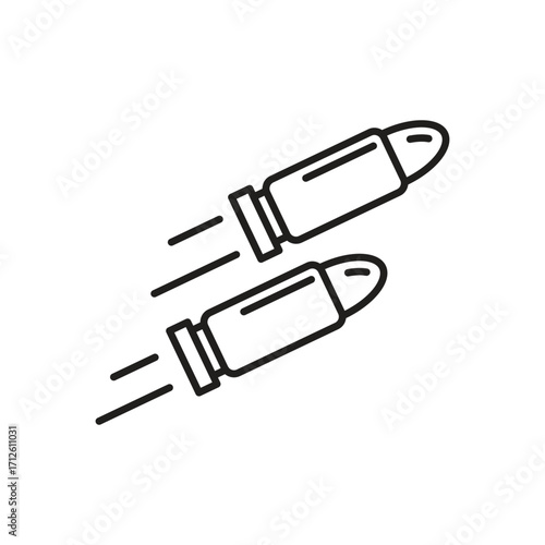 Two bullets depicted with lines indicating motion. Line icon. Editable stroke