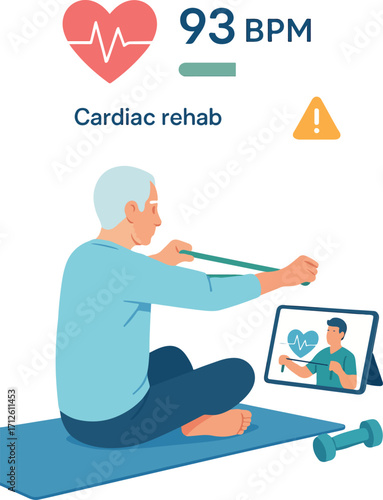 Remote Cardiac Rehab Exercise Vector
