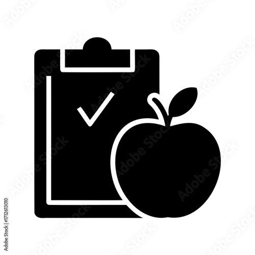 Healthy eating checklist with an apple showing approval of the healthy diet