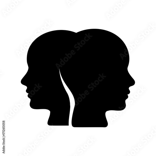 Two minds thinking together representing duality, perception, and mental health concept