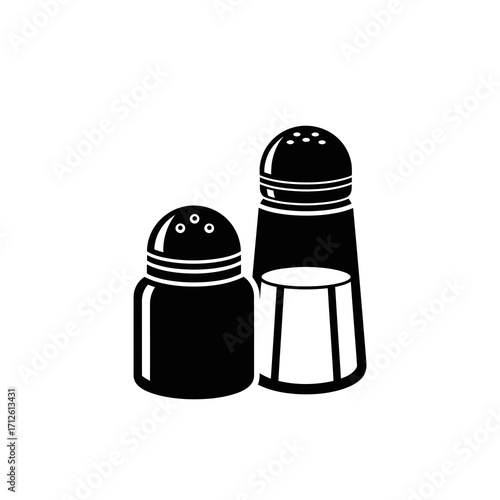 Salt and pepper shakers silhouette isolated on white background