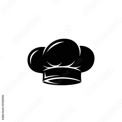 Black chef hat silhouette isolated on white background