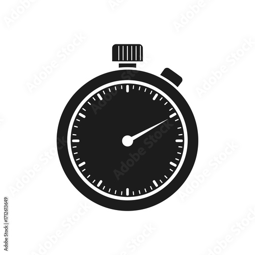 Black stopwatch silhouette isolated on white background