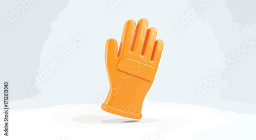 Bright orange utility glove standing upright on a clean white surface, symbolizing protection and safety for various tasks