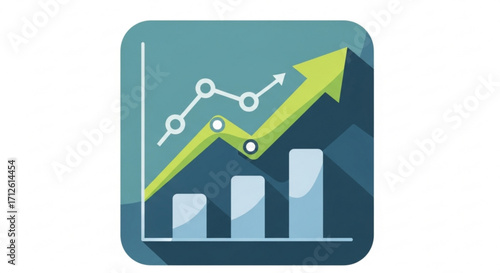 Illustration of a business chart with an upward trend, showcasing growth and success, perfect for finance and investment themes