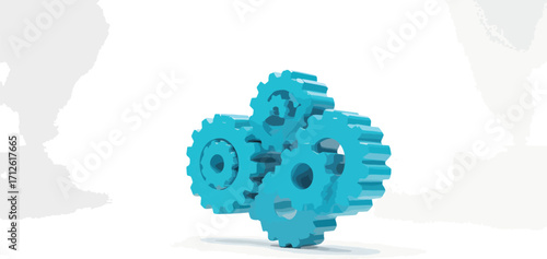 Vibrant Blue Gears Interlocking A Symbol of Teamwork, Efficiency, and Mechanical Synergy in a Clean, Modern Setup Illustrating an Interconnected System