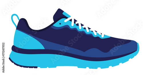 A Stylish Blue Running Shoe Illustration with Dynamic Design for Active Lifestyles and Athletic Performance