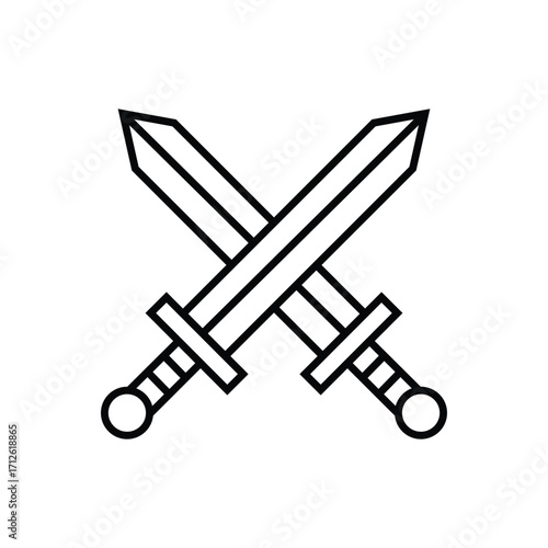 Two swords crossing creates a bold and striking symbol against white background